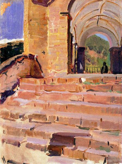 Church Roncal Stairs Joaquin Sorolla